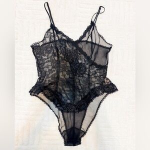Vintage Victoria’s Secret Beaded Mesh & Lace Teddy